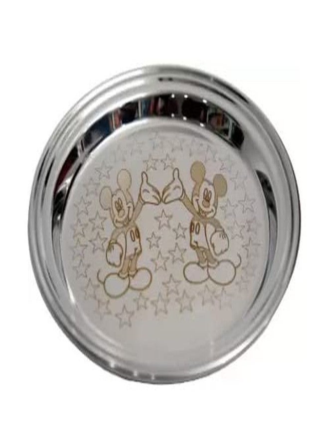 PMO Special Designed Micky Mouse Thali Stainless Steel Set with Touch of Brass - for Kids Gift - Image 5