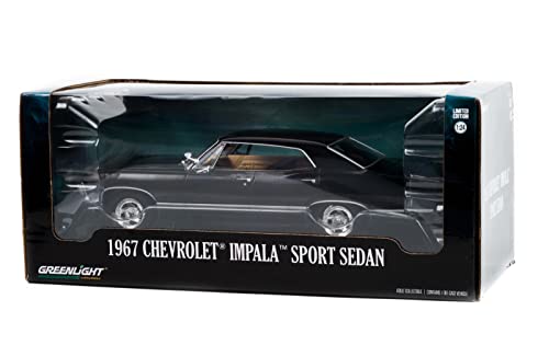 GreenLight سيارة شيفروليه إمبالا سبورت سيدان 1967 بمقياس 1:24 - أسود توكسيدو 84035 [الشحن من كندا] - Image 3