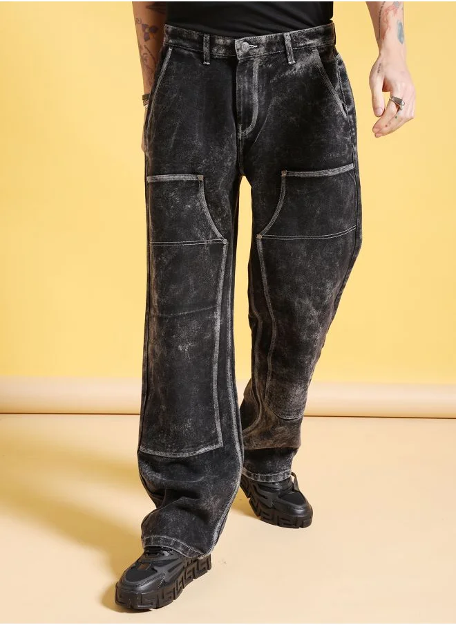 The Indian Garage Co Men Baggy Contrast Mid-Rise Carpenter Denim