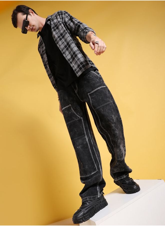 The Indian Garage Co - Men Baggy Contrast Mid-Rise Carpenter Denim - Image 1