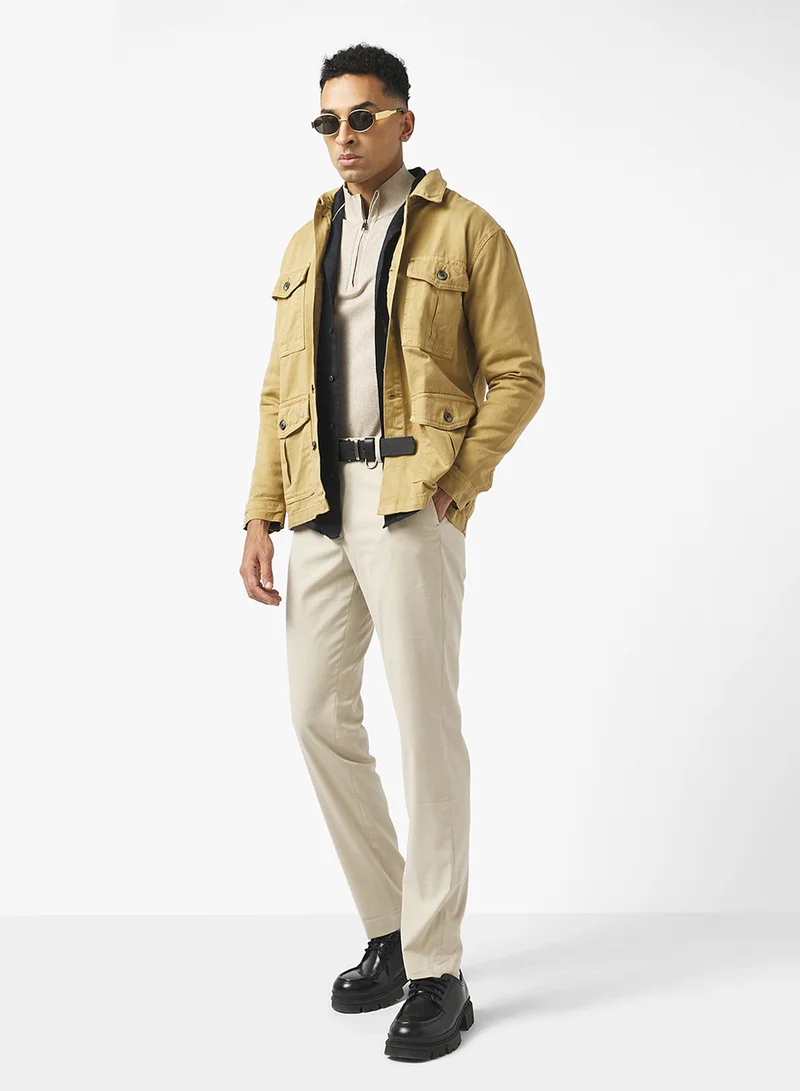 BRAVE SOUL Twill Button Through Shacket