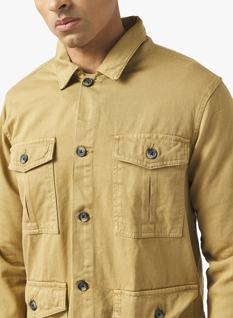 BRAVE SOUL Twill Button Through Shacket