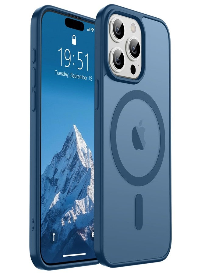 استلق جراب SUPFINE المغناطيسي لهاتف iPhone 15 Pro Max (متوافق مع MagSafe) (حماية فائقة ضد السقوط بمعايير عسكرية) نحيف وشفاف غير لامع ومقاوم للصدمات ومضاد لبصمات الأصابع، لون أزرق داكن - Image 1