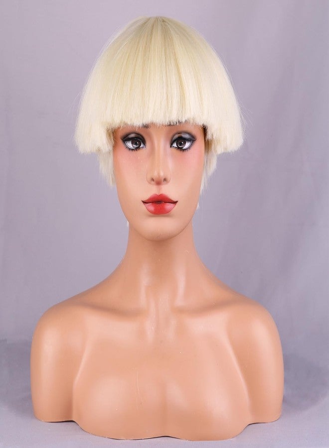 MAGQOO Blonde Mushroom Head Wig for Women Girls Short Yaki Straight Bob Wigs Bowl Haircut Wigs Synthetic - Image 1