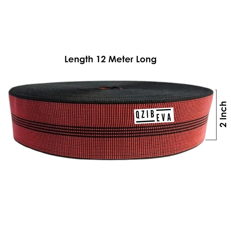 QZIBEVA 12 Metre Red Elastic 2 Inch Sofa Band for Sewing High Elasticity Stretchy Knit Elastic Bands Crafts ITEMBE33BJ20 - Image 3