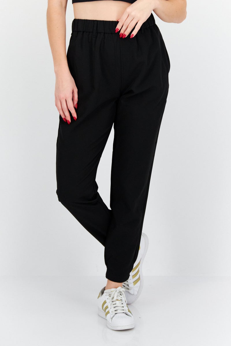 Lyle & Scott سروال رياضي نسائي بقصة عادية بشعار العلامة التجارية، أسود - Image 1