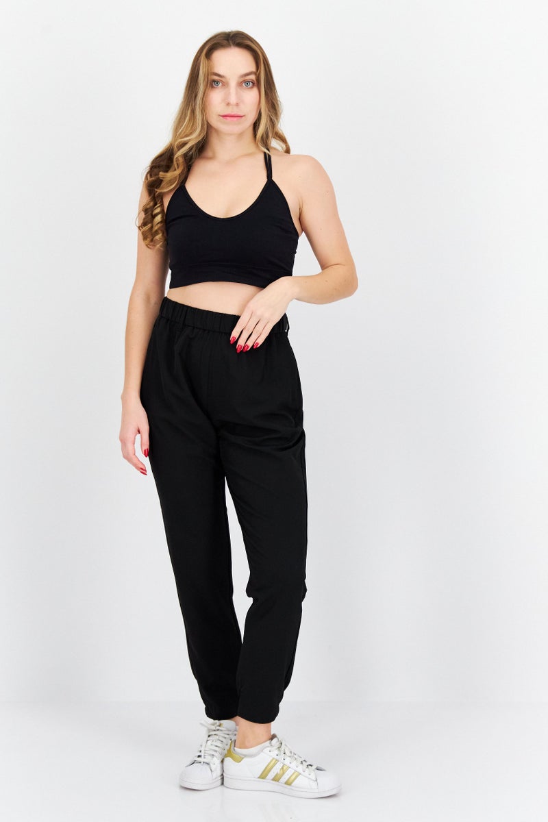 Lyle & Scott سروال رياضي نسائي بقصة عادية بشعار العلامة التجارية، أسود - Image 4