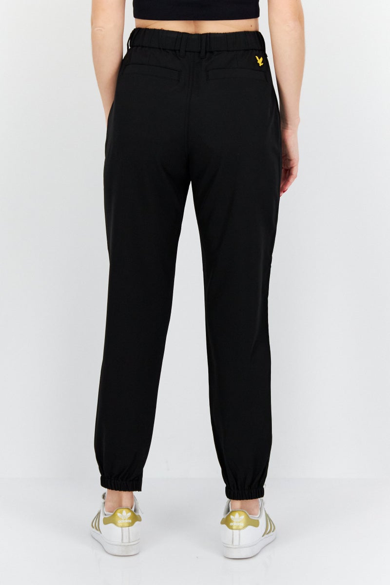 Lyle & Scott سروال رياضي نسائي بقصة عادية بشعار العلامة التجارية، أسود - Image 3