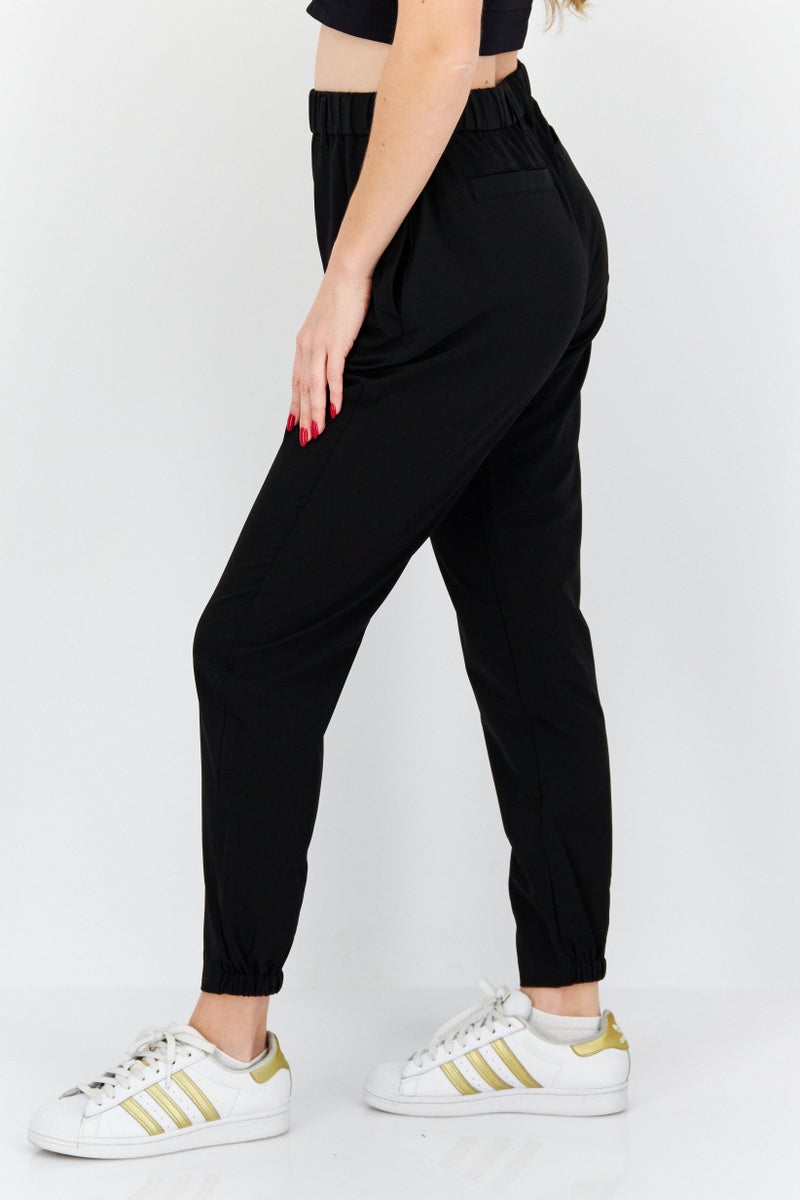 Lyle & Scott سروال رياضي نسائي بقصة عادية بشعار العلامة التجارية، أسود - Image 2