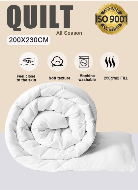 Comforter,All-Season Quilt,Soft Solid Duvet Microfiber White 200x230cm