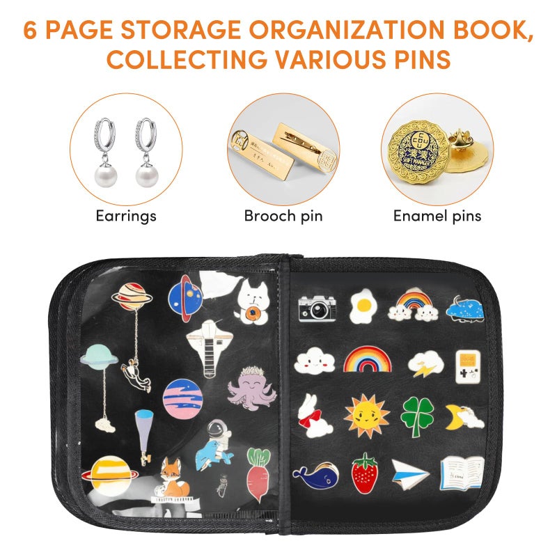 DAOLONG Pin Books for Collectors, Enamel Pin Display Pages Pin Carrying Case, 6 Pages Travel Brooch Pins Display Bag with Protective Film, Handles - Image 5
