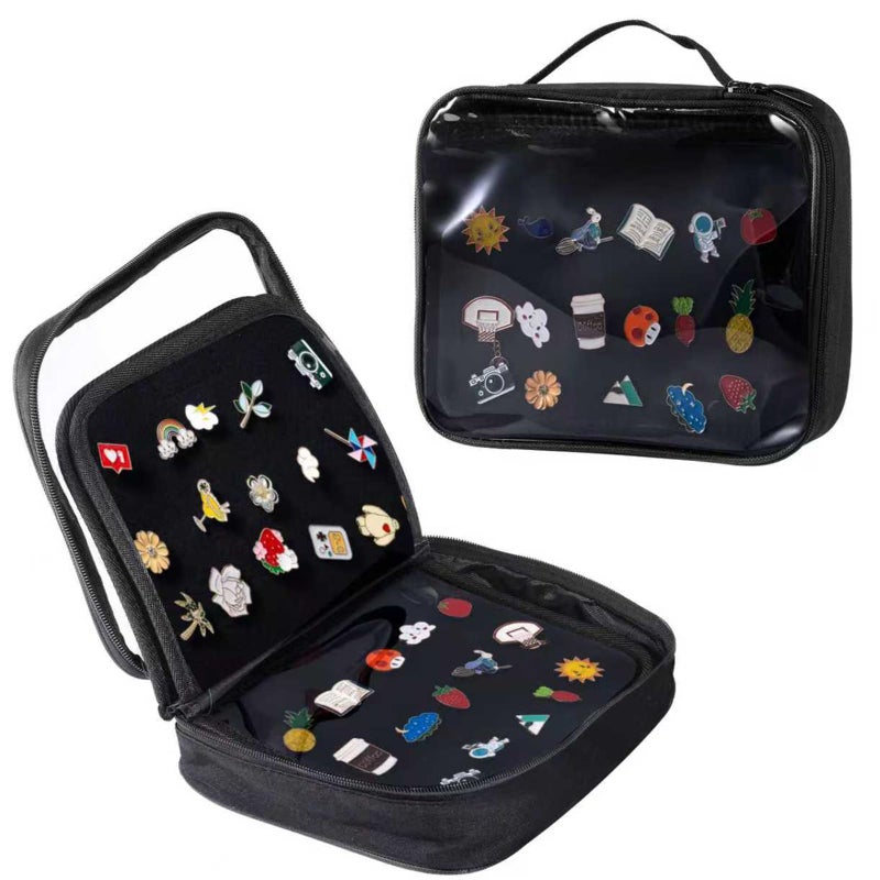 DAOLONG Pin Books for Collectors, Enamel Pin Display Pages Pin Carrying Case, 6 Pages Travel Brooch Pins Display Bag with Protective Film, Handles - Image 1