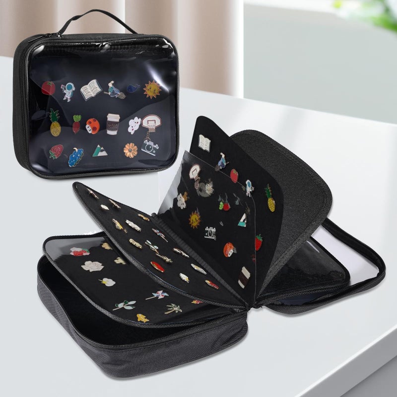 DAOLONG Pin Books for Collectors, Enamel Pin Display Pages Pin Carrying Case, 6 Pages Travel Brooch Pins Display Bag with Protective Film, Handles - Image 2