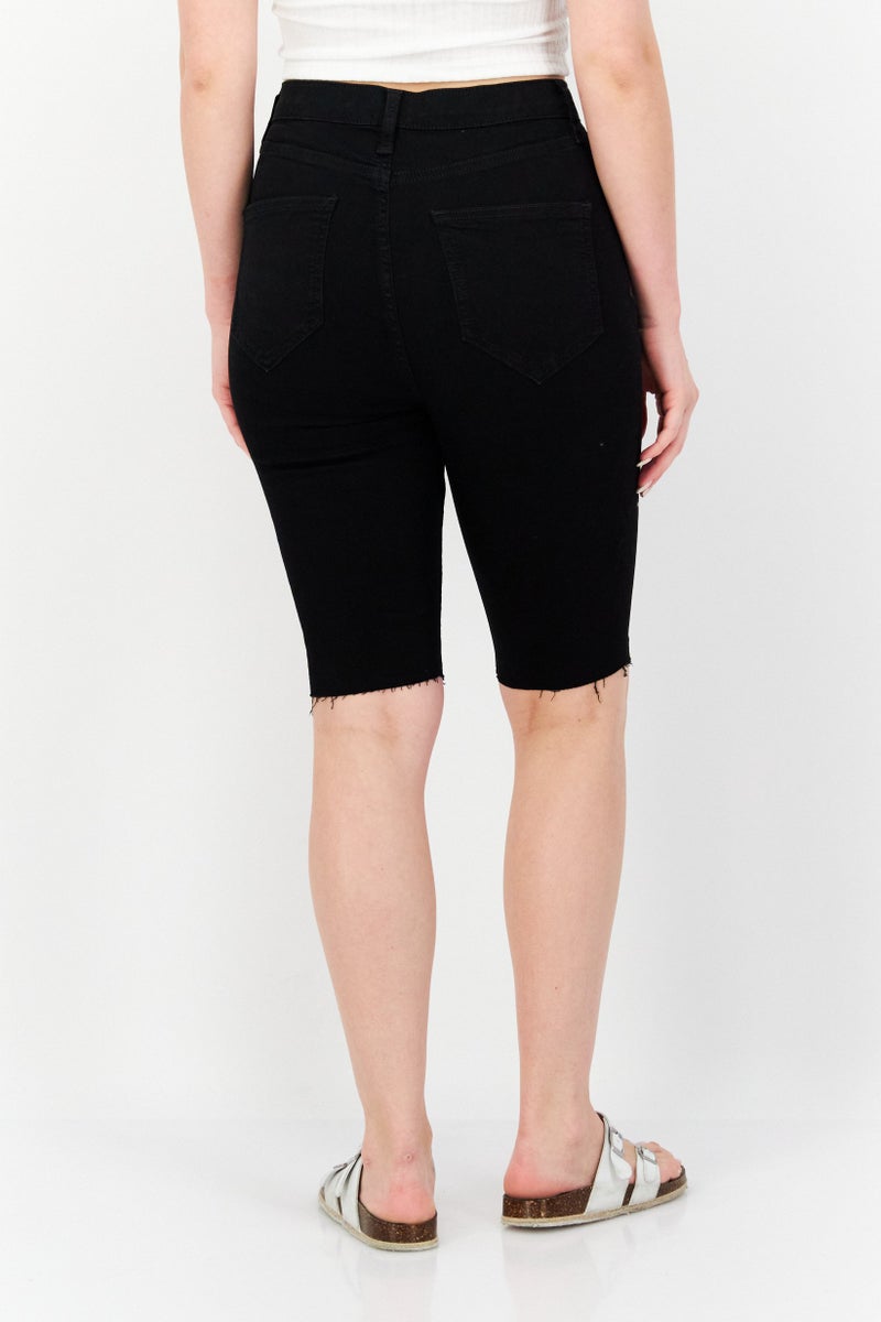 RIVER ISLAND Women 2 Pieces Washed Denim Shorts, Blue/Black - Image 4