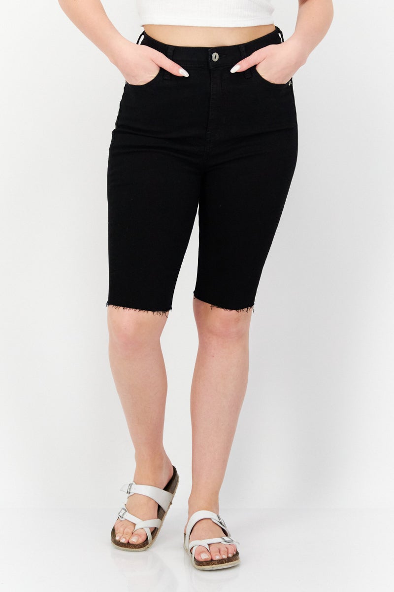 RIVER ISLAND Women 2 Pieces Washed Denim Shorts, Blue/Black - Image 1