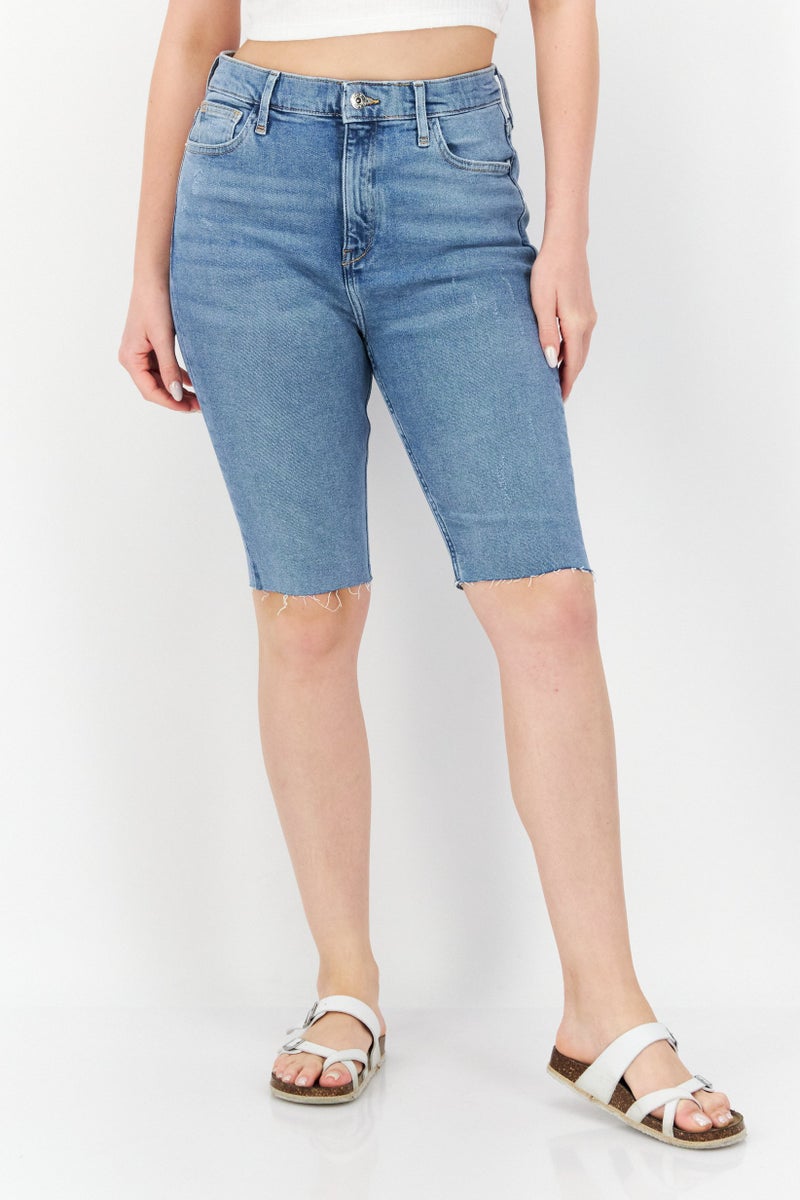 RIVER ISLAND Women 2 Pieces Washed Denim Shorts, Blue/Black - Image 2