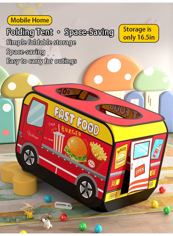 Red Bus Kids Tent with Carry Bag Pop Up Indoor Play Tent for Kids Indoor Playhouse with 2 Openings Flat-Folding Kids Play Tent for Compact Storage，Kids tent House Indoor - Image 5