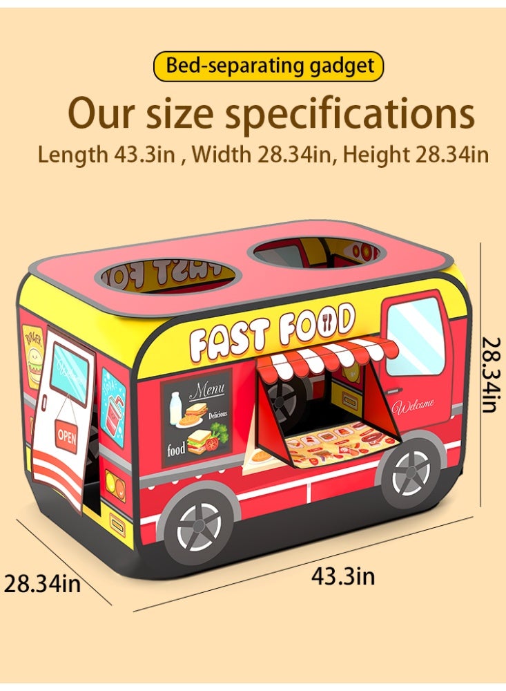 Red Bus Kids Tent with Carry Bag Pop Up Indoor Play Tent for Kids Indoor Playhouse with 2 Openings Flat-Folding Kids Play Tent for Compact Storage，Kids tent House Indoor - Image 4