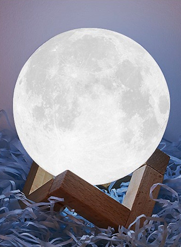 Wmlamz 3D Moon Lamp 16 LED Colors Night Light,with Wooden Stand & Remote Touch Control And USB Rechargeable  - Image 1