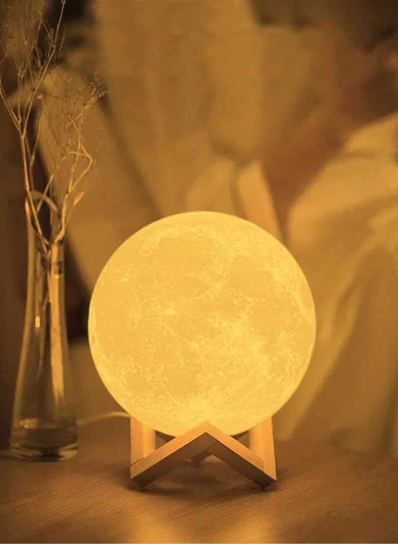 Wmlamz 3D Moon Lamp 16 LED Colors Night Light,with Wooden Stand & Remote Touch Control And USB Rechargeable  - Image 4