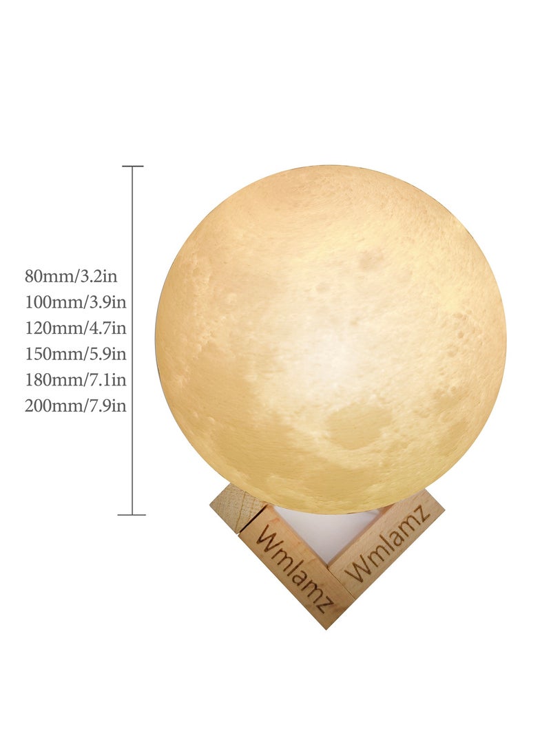 Wmlamz 3D Moon Lamp 16 LED Colors Night Light,with Wooden Stand & Remote Touch Control And USB Rechargeable  - Image 5