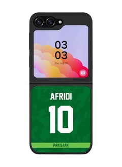 Cover for Samsung Galaxy Z Flip5 Case, Rugged Black Slim Fit Soft Flexible Thin Protective Phone Cases - Player Name - AFRIDI, Jersey Number- 10