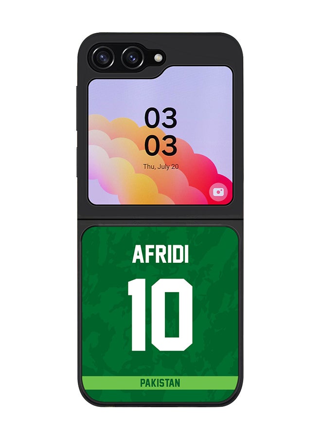 Stylizedd - Cover for Samsung Galaxy Z Flip5 Case, Rugged Black Slim Fit Soft Flexible Thin Protective Phone Cases - Player Name - AFRIDI, Jersey Number- 10 - Image 1