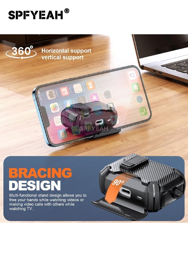 SPFYEAH AirPods Pro 3 Case Cover 2025, with Secure Lock Clip & Keychain & Cleaner kit, Compatible with MagSafe, Hard Shell Rugged Shockproof Carbon Fiber Cover for AirPods Pro 3rd Generation, Black - Image 2