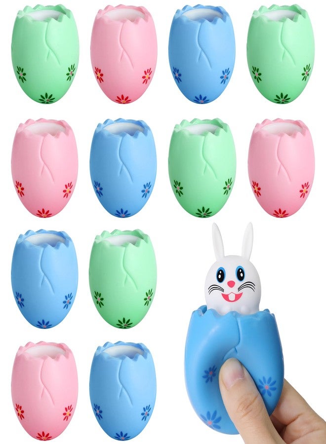 RunNico 12 Pack Easter Eggs Squishy Bunny - Stress Relief Squishies - Carrot Rabbit Fidget Toys for Autistic Anxiety ADHD Birthday Easter Party Favors - Image 1