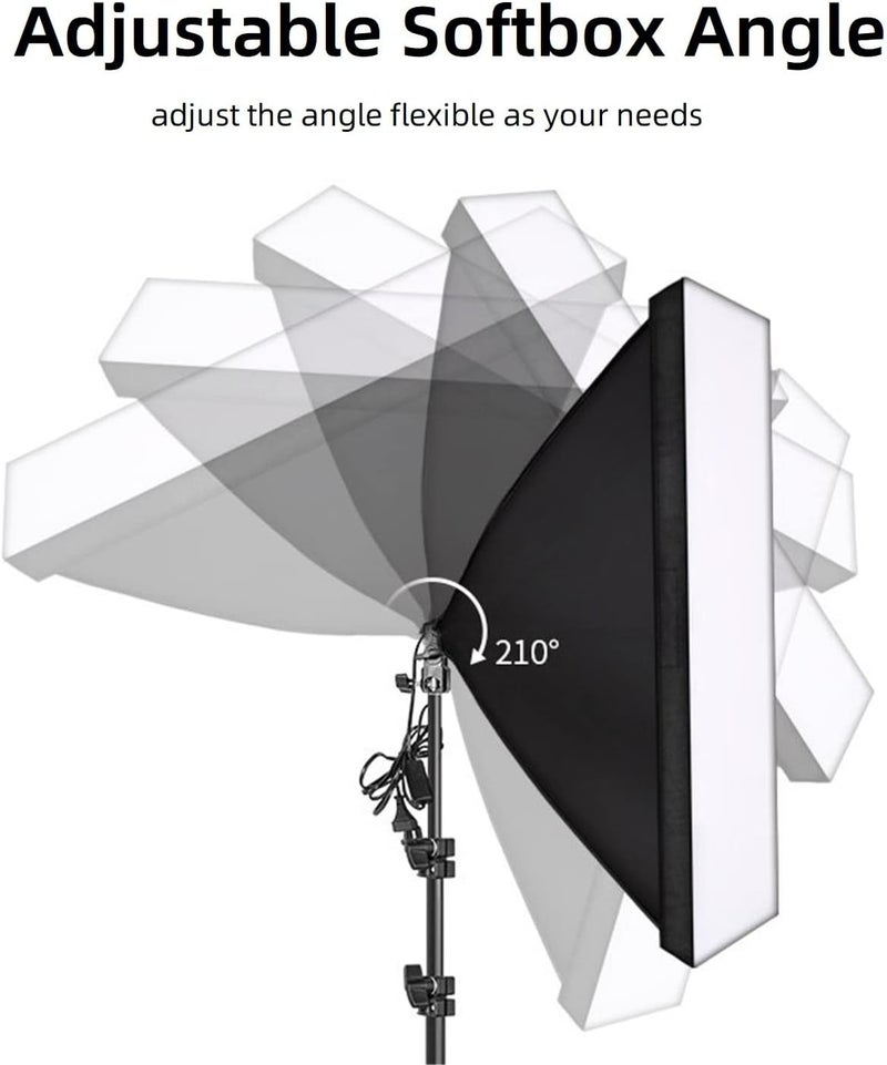 eWINNER Photography Softbox Lighting Kits Professional Continuous Light System Foldable Soft Box For Photo Studio Equipment 50x70CM E27 Socket (1set) - Image 2