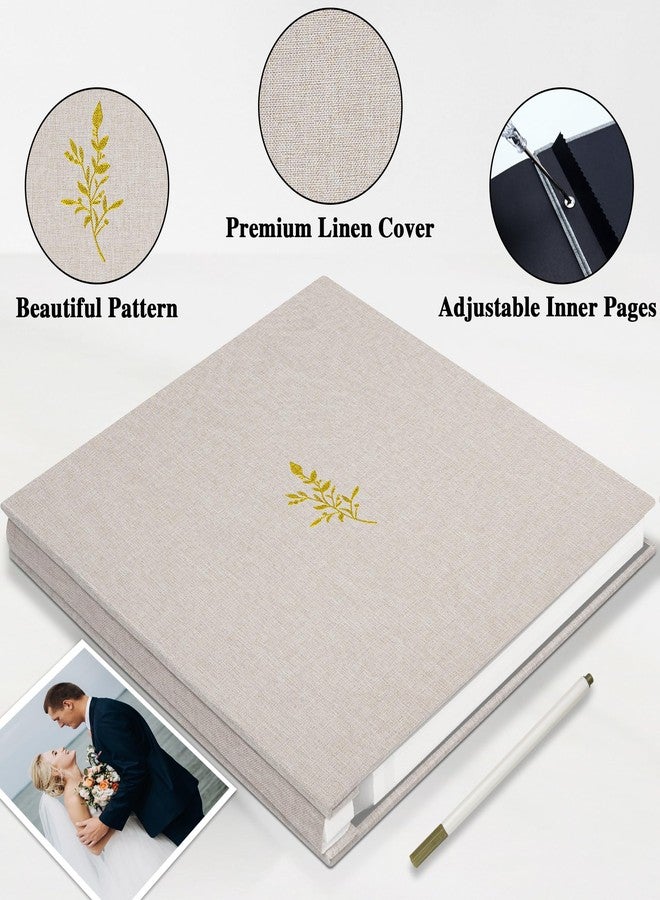 Remowith Self Adhesive Photo Album, Beige Scrapbook Album with DIY 40 Blank Pages, Wedding Photo Album with A Metallic Pen for 4x6 5x7 2x3 Pictures, 10.6"x11" - Image 3
