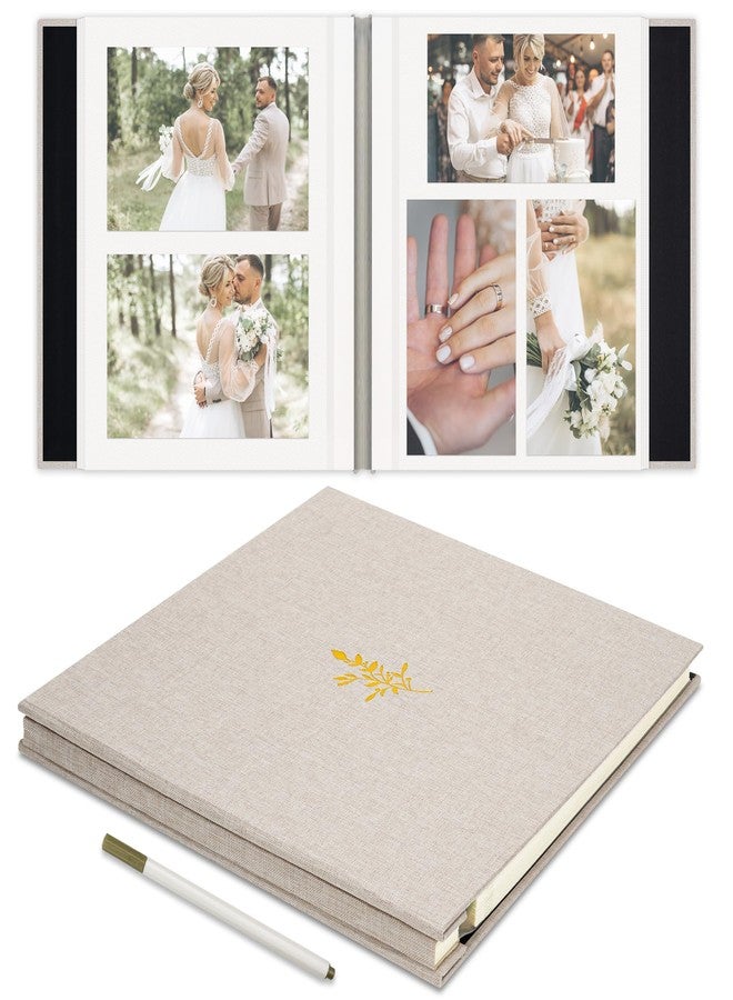 Remowith Self Adhesive Photo Album, Beige Scrapbook Album with DIY 40 Blank Pages, Wedding Photo Album with A Metallic Pen for 4x6 5x7 2x3 Pictures, 10.6"x11" - Image 1
