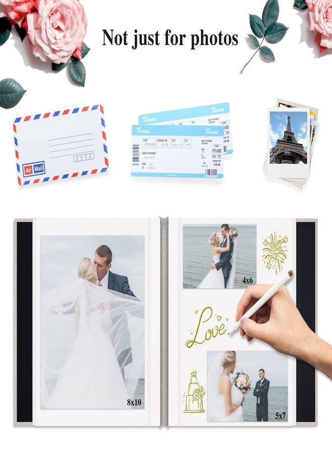 Remowith Self Adhesive Photo Album, Beige Scrapbook Album with DIY 40 Blank Pages, Wedding Photo Album with A Metallic Pen for 4x6 5x7 2x3 Pictures, 10.6"x11" - Image 5