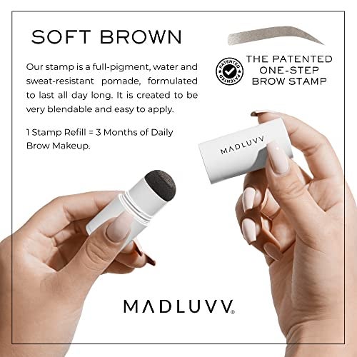 MADLUVV Brow Stamp Refill* - Color Stamp for Brows & Root Touch Up for Women & Men, Instantly Conceal Hair Loss, Grey Hair, Thinning Hair with Stain-Proof/Smudge-Proof Powder Formula (Soft Brown) - Image 2