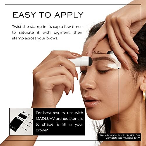 MADLUVV Brow Stamp Refill* - Color Stamp for Brows & Root Touch Up for Women & Men, Instantly Conceal Hair Loss, Grey Hair, Thinning Hair with Stain-Proof/Smudge-Proof Powder Formula (Soft Brown) - Image 4