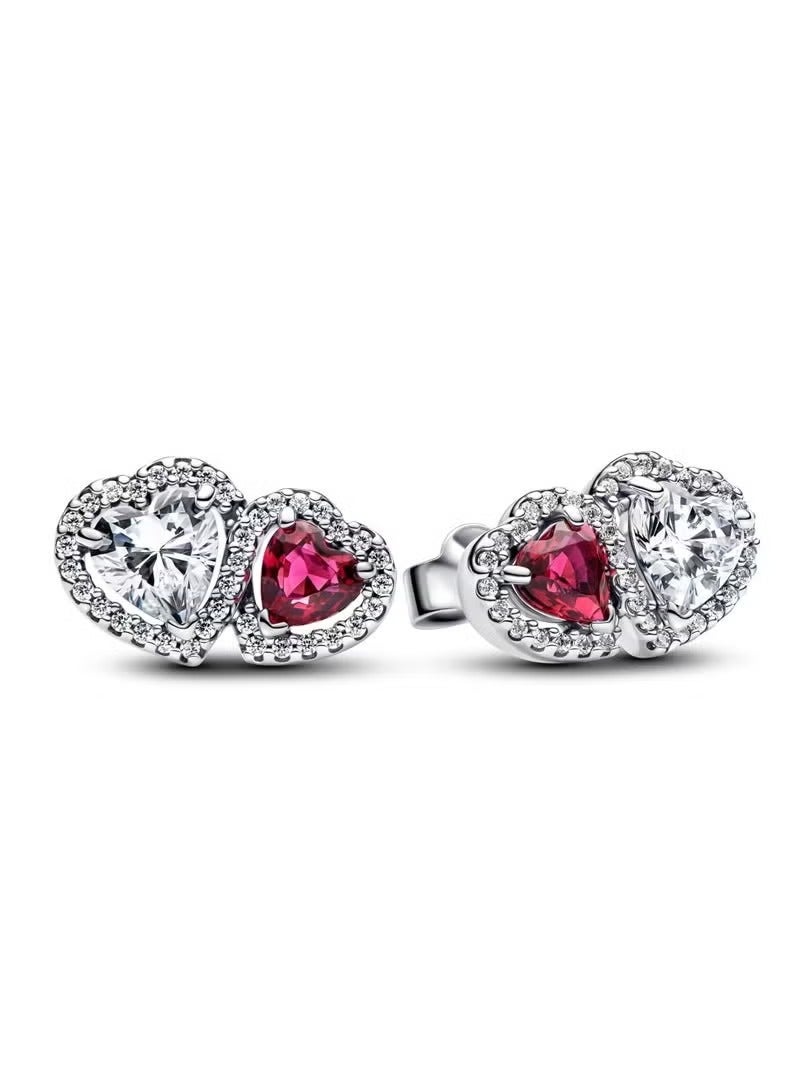 Chomel Eternal Sparkle Garland Heart-Shaped Earrings 925 Silver Inlaid with Zircon for Women - Image 1