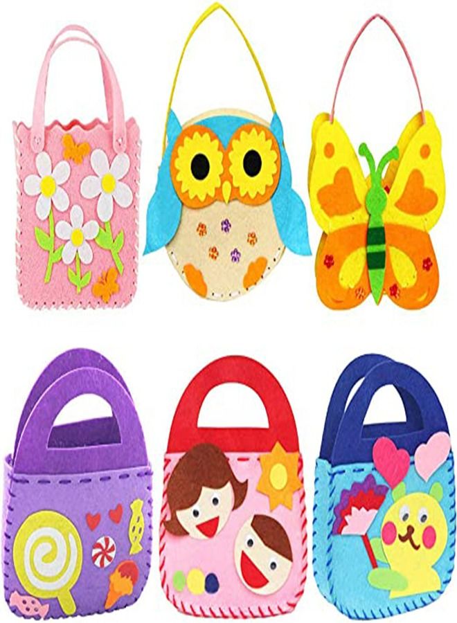 Childrens Sewing Kits for Beginners 6 Pack Children Sewing Kit, Kids Beginners Felt Craft Kit Fabric DIY Crafts Handbag, 6 Patterns  - Image 1