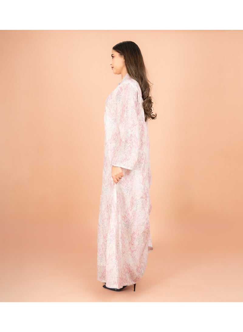 IKKXA Mandarin Colar Straight Cut Elegant Prints Jalabiya - Image 3
