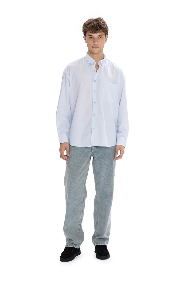 Giesto Powder Blue GIESTO Regular Fit Button Collar Pocket Shirt for Men | Best Price UAE