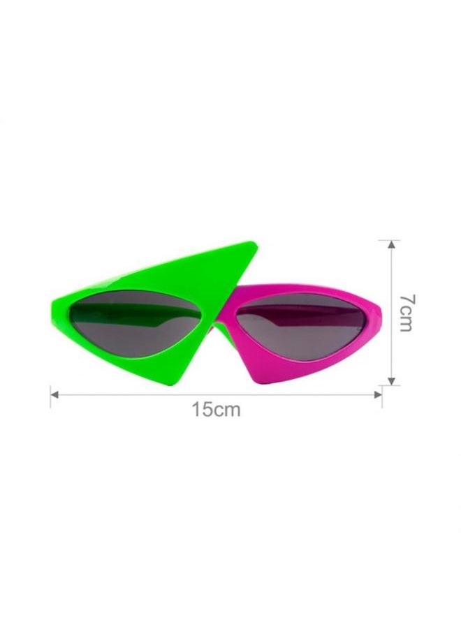 Generic - New Green Pink Contrast Funny Glasses Roy Purdy Glasses Hip-Hop Asymmetric Triangular Sunglasses Party Decorations-Lenses Color:03-Ships From:CHINA - Image 1