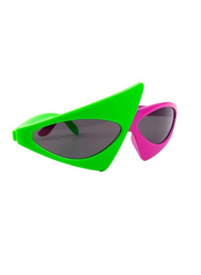 Generic - New Green Pink Contrast Funny Glasses Roy Purdy Glasses Hip-Hop Asymmetric Triangular Sunglasses Party Decorations-Lenses Color:03-Ships From:CHINA - Image 1