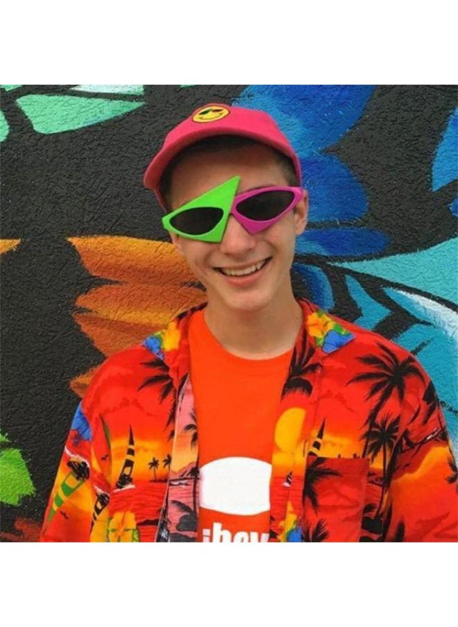 Generic - New Green Pink Contrast Funny Glasses Roy Purdy Glasses Hip-Hop Asymmetric Triangular Sunglasses Party Decorations-Lenses Color:03-Ships From:CHINA - Image 1