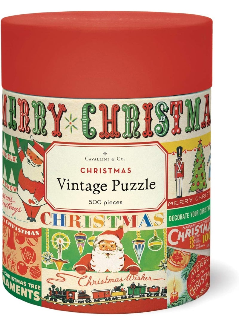 Cavallini & Co. Vintage Christmas 500 Piece Puzzle, Multi - Image 1