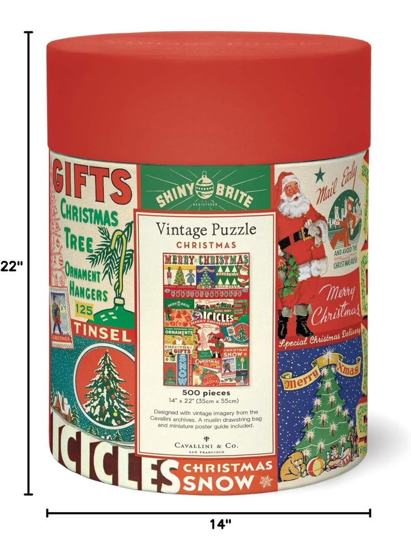 Cavallini & Co. Vintage Christmas 500 Piece Puzzle, Multi - Image 2