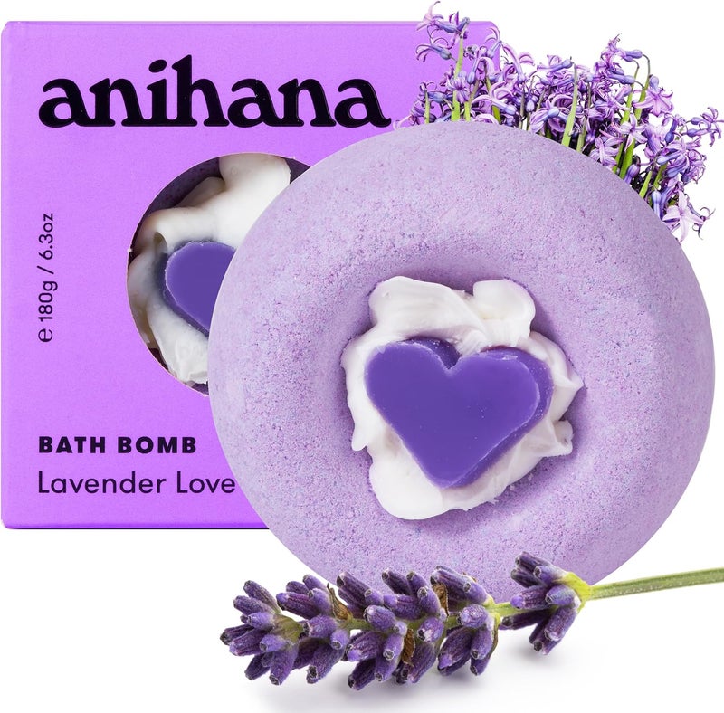 ANIHANA ANIHANA Bath Bomb with Coconut Oil, Paraben Free, Hand-Crafted Luxury Fizzers, Refreshing Lavender Love Scent, 6.3 oz 