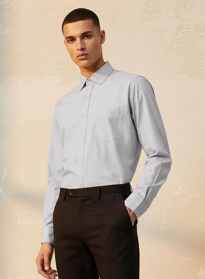 Splash FAV Regular Fit Collared Textured Long Sleeves Shirt