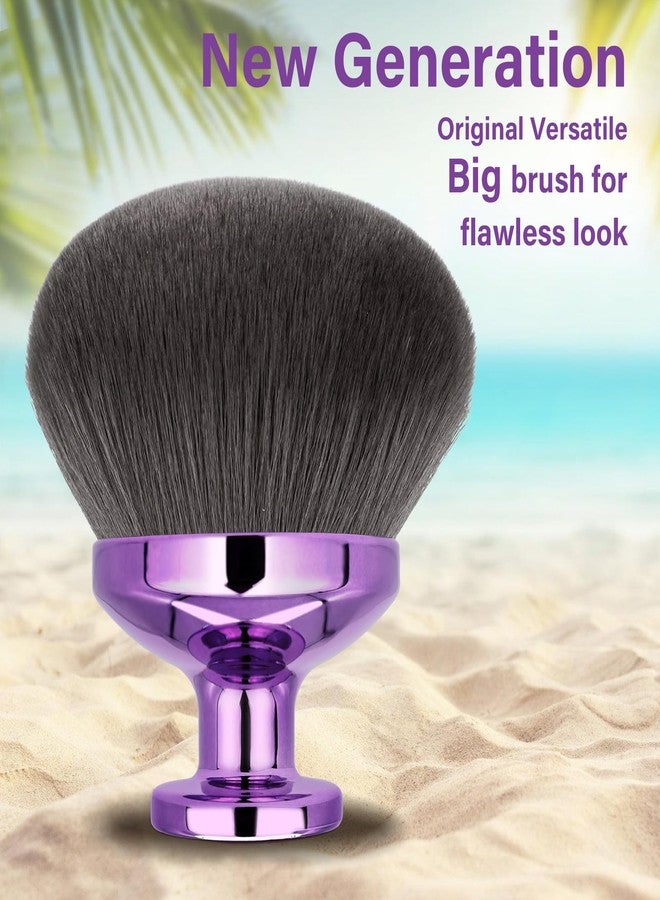 EOICCEOH Extra Large Body Makeup Brush For Self Tanner, Leg Makeup &Bronzer Blend,90 mm Wide-headed Kabuki Brush Provides More Even &Pretty Application, Sunscreen Face& Back Makeup Brush, Wet&Dry Use- Purple - Image 2