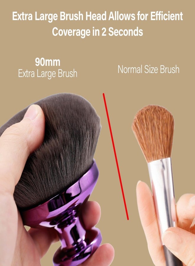 EOICCEOH Extra Large Body Makeup Brush For Self Tanner, Leg Makeup &Bronzer Blend,90 mm Wide-headed Kabuki Brush Provides More Even &Pretty Application, Sunscreen Face& Back Makeup Brush, Wet&Dry Use- Purple - Image 3