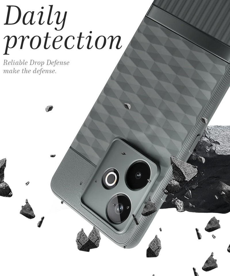 WOW IMAGINE Back Cover for Realme GT 7 5G | Realme GT 7T 5G with Hexa Cube Design | Ultra Slim Soft Rubberised Case | Inner Velvet Fabric | Matte Silicone Mobile Case | Camera Protection - Olive Green - Image 3