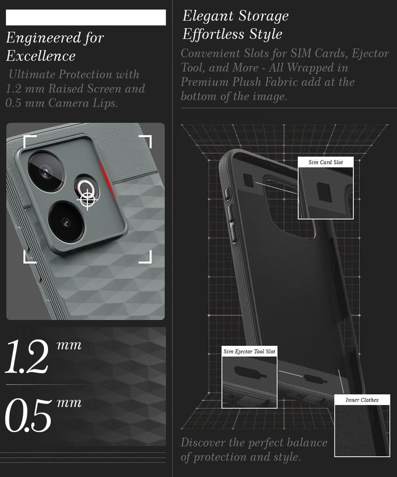 WOW IMAGINE Back Cover for Realme GT 7 5G | Realme GT 7T 5G with Hexa Cube Design | Ultra Slim Soft Rubberised Case | Inner Velvet Fabric | Matte Silicone Mobile Case | Camera Protection - Olive Green - Image 4